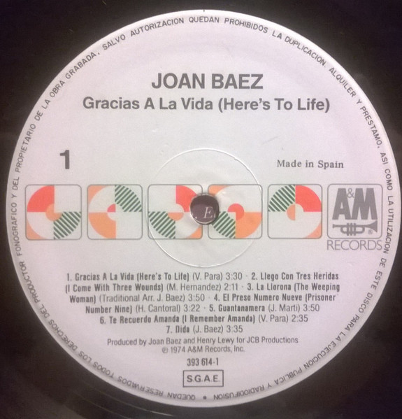 Joan Baez - Gracias A La Vida = Here's To Life | A&M Records (393 614-1) - 3