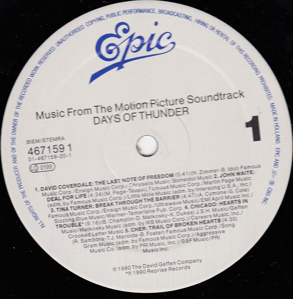 Various - Days Of Thunder (Music From The Motion Picture Soundtrack) | Epic (467159 1) - 2