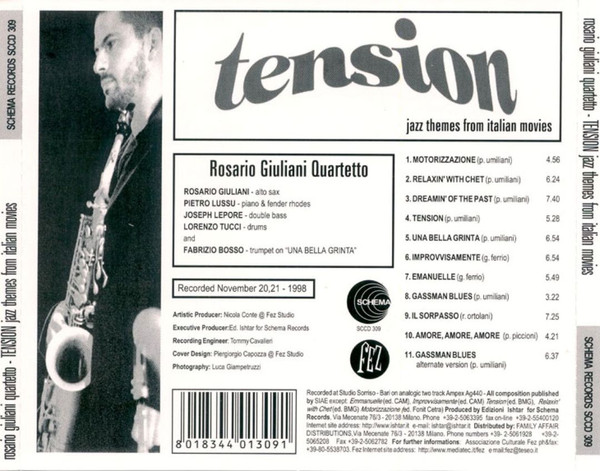 Rosario Giuliani Quartetto - Tension - Jazz Themes From Italian Movies | Schema (SCCD309) - 2