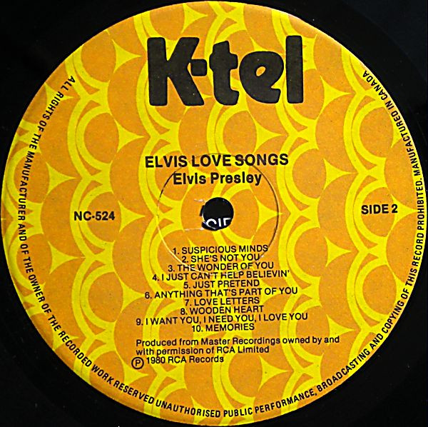 Elvis Presley - Elvis Love Songs (20 Original Songs) | K-Tel (NC 524) - 3