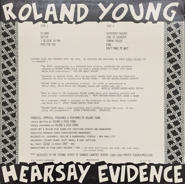 Roland Young - Hearsay Evidence | Flow Chart Records (FC 1003) - 2 Roland Young - Hearsay Evidence | Flow Chart Records (FC 1003) - 2