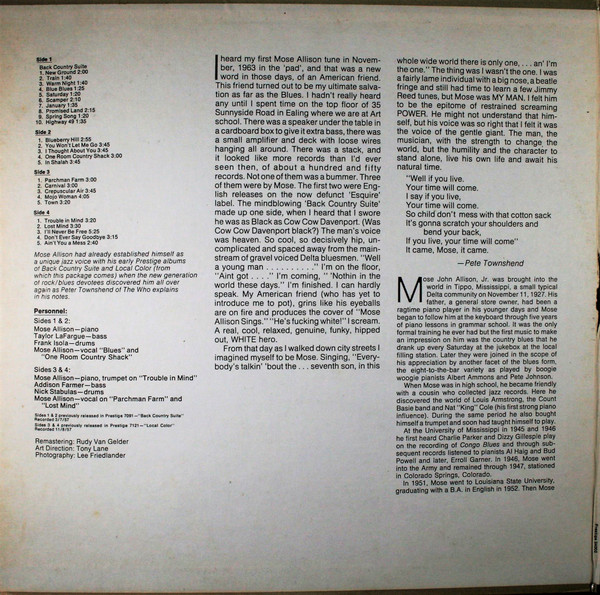 Mose Allison - Mose Allison | Prestige (PR 24002) - 2