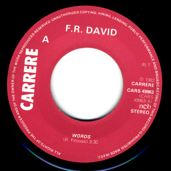 F.R. David - Words | Carrere (CARS 49963) - 3