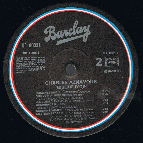 Charles Aznavour - Le Disque D'or | Barclay (90.331) - 2
