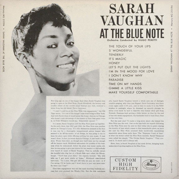 Sarah Vaughan - At The Blue Note | Mercury (MG 20094) - 2 Sarah Vaughan - At The Blue Note | Mercury (MG 20094) - 2