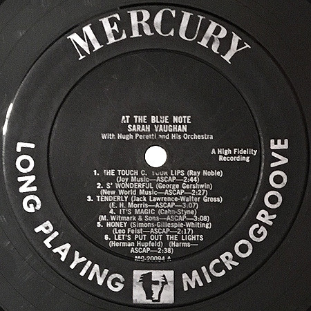 Sarah Vaughan - At The Blue Note | Mercury (MG 20094) - 3 Sarah Vaughan - At The Blue Note | Mercury (MG 20094) - 3