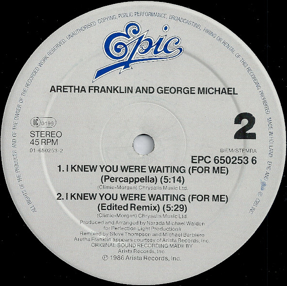 Aretha Franklin & George Michael - I Knew You Were Waiting (For Me) | Epic (EPC 650253 6) - 4