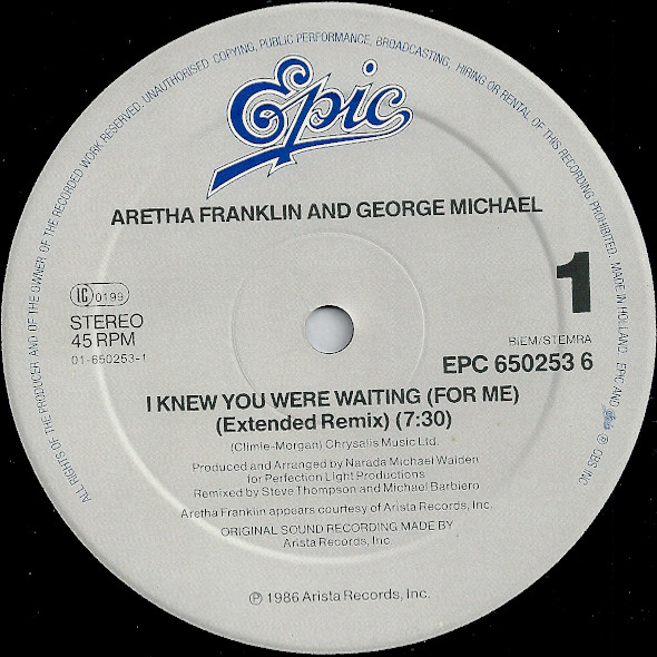 Aretha Franklin & George Michael - I Knew You Were Waiting (For Me) | Epic (EPC 650253 6) - 3