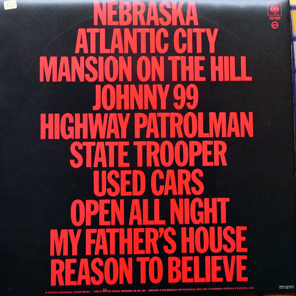 Bruce Springsteen - Nebraska | CBS (CBS 25100) - 2