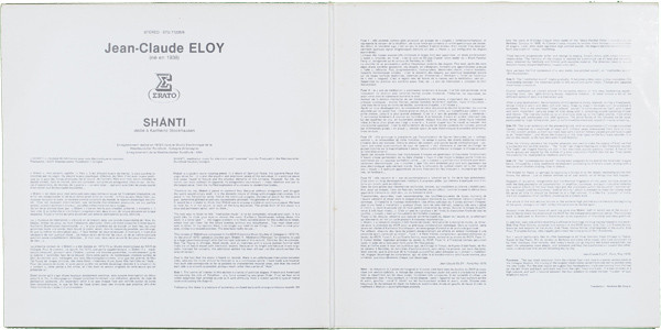 Jean-Claude Eloy - Shānti | Erato (STU 71205/6) - 3 Jean-Claude Eloy - Shānti | Erato (STU 71205/6) - 3