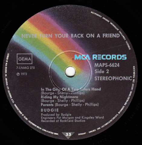 Budgie - Never Turn Your Back On A Friend | MCA Records (6.21 782 AS) - 4 Budgie - Never Turn Your Back On A Friend | MCA Records (6.21 782 AS) - 4