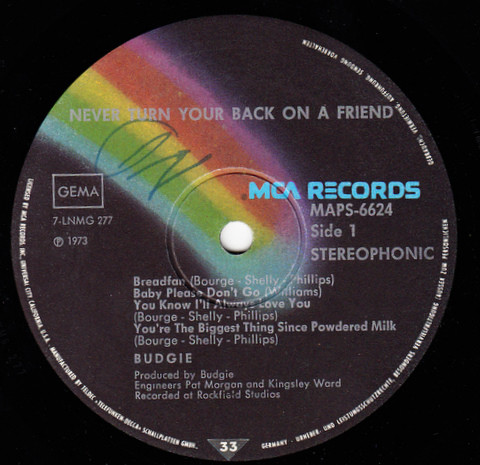 Budgie - Never Turn Your Back On A Friend | MCA Records (6.21 782 AS) - 3 Budgie - Never Turn Your Back On A Friend | MCA Records (6.21 782 AS) - 3
