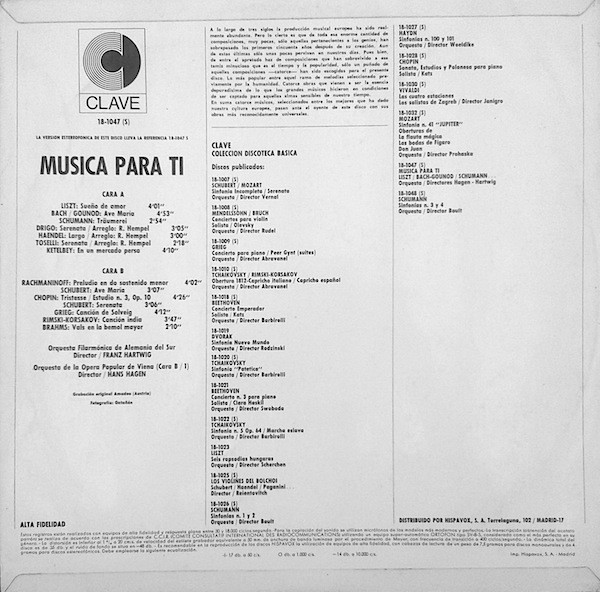 Various - Musica Para Ti | Clave (18-1047) - 2