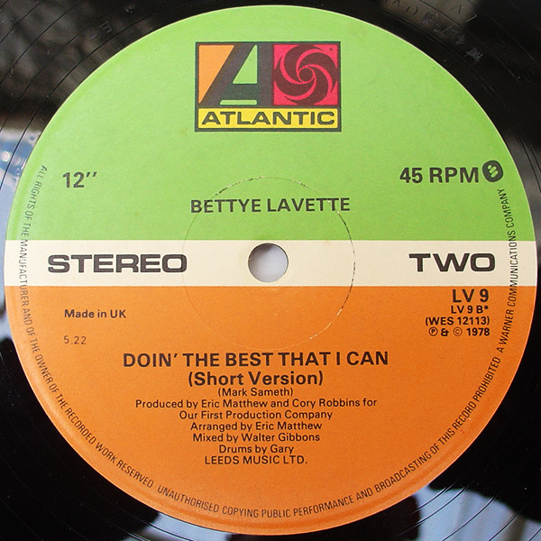 Bettye Lavette - Doin' The Best That I Can (Remix) | Atlantic (LV 9) - 3