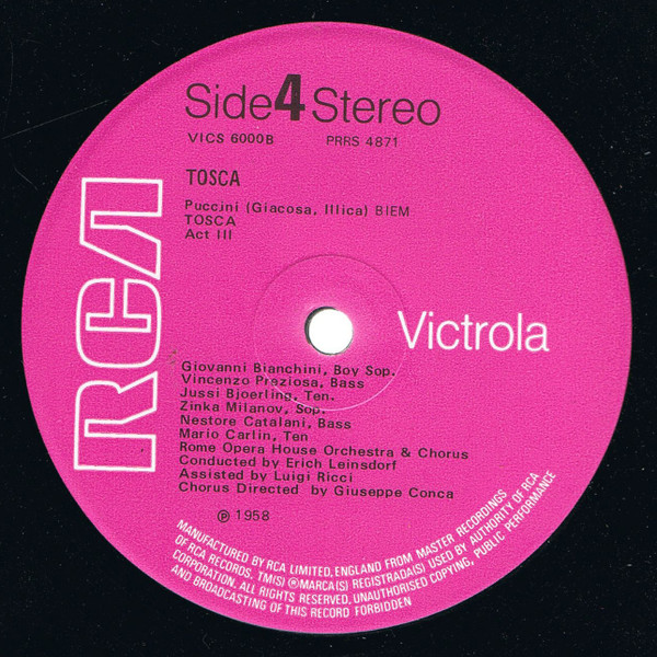 Giacomo Puccini - Zinka Milanov ; Jussi Björling ; Leonard Warren ; Erich Leinsdorf ; Orchestra Del Teatro Dell'Opera Di Roma - Tosca | RCA Victrola (VICS 6000) - 2 Giacomo Puccini - Zinka Milanov ; Jussi Björling ; Leonard Warren ; Erich Leinsdorf ; Orchestra Del Teatro Dell'Opera Di Roma - Tosca | RCA Victrola (VICS 6000) - 2
