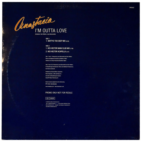 Anastacia - I'm Outta Love | Epic (XPR3407) - 2