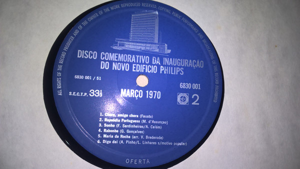 Various - Disco Comemorativo Da Inauguração Do Novo Edifício Philips | Philips (6830 001/6831 001) - 4 Various - Disco Comemorativo Da Inauguração Do Novo Edifício Philips | Philips (6830 001/6831 001) - 4