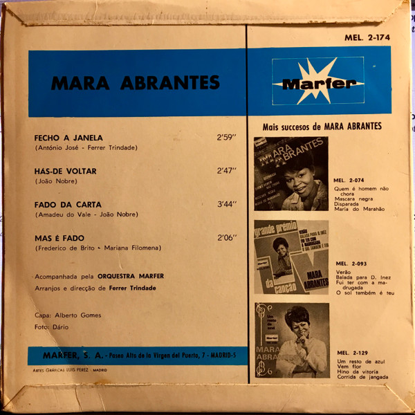 Mara Abrantes - Fecho A Janela | Marfer (MEL. 2-174) - 2