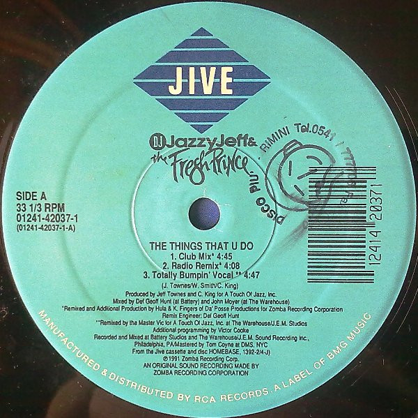 DJ Jazzy Jeff & The Fresh Prince - The Things That U Do | Jive (01241-42037-1) - 2