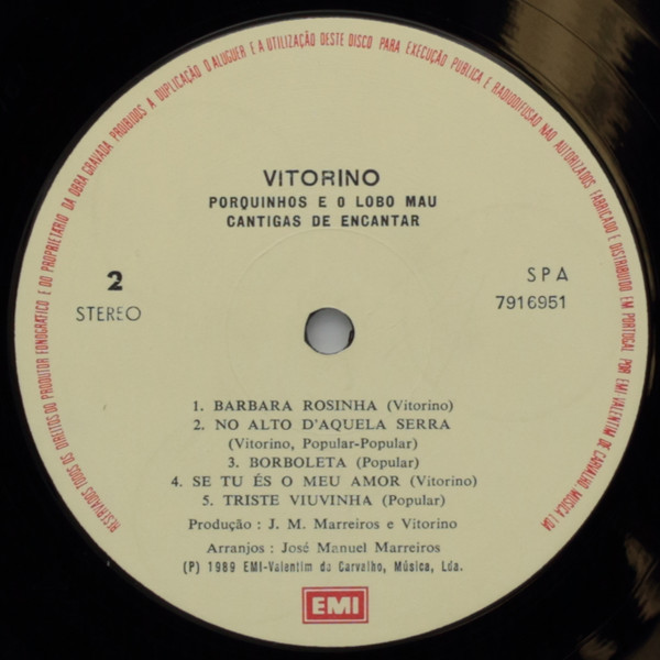 Vitorino - Cantigas De Encantar (Pelos Porquinhos E O Lobo Mau) | EMI (7916551) - 3