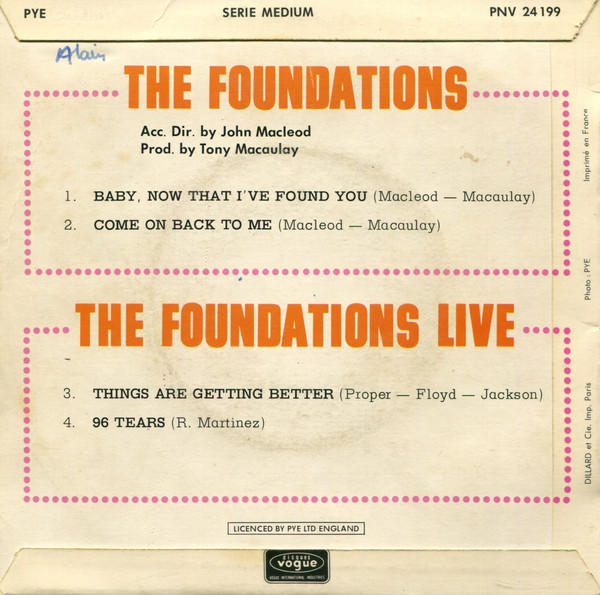 The Foundations - Baby, Now That I've Found You | Pye Records (PNV 24 199) - 2