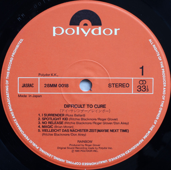 Rainbow - Difficult To Cure | Polydor (28MM 0018) - 3