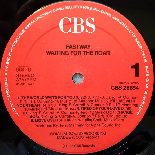 Fastway - Waiting For The Roar | CBS (CBS 26654) - 3 Fastway - Waiting For The Roar | CBS (CBS 26654) - 3