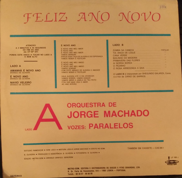 Paralelos , Orquestra De Jorge Machado / Shegundo Galarza , Dário De Barros - Amanhã É Novo Ano | Metro-Som (LP 166-J) - 2