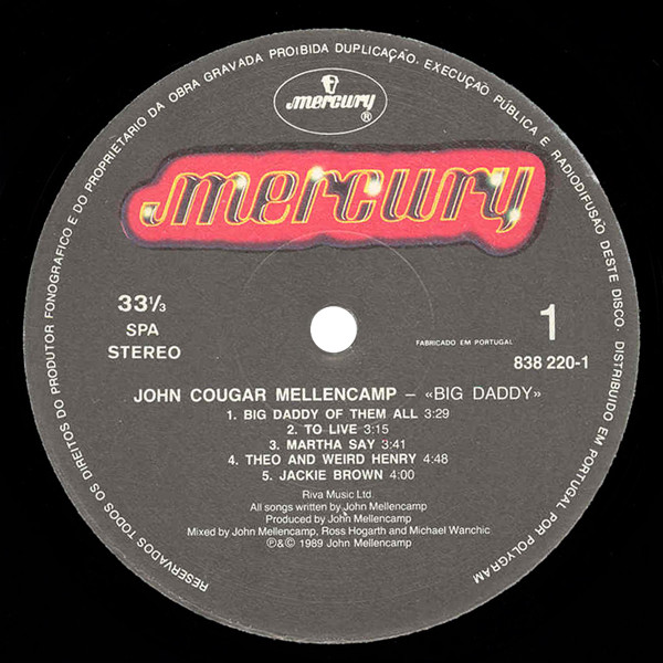 John Cougar Mellencamp - Big Daddy | Mercury (838 220-1) - 3