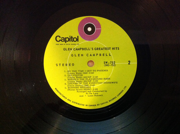 Glen Campbell - Glen Campbell's Greatest Hits | Capitol Records (SW-752) - 3 Glen Campbell - Glen Campbell's Greatest Hits | Capitol Records (SW-752) - 3