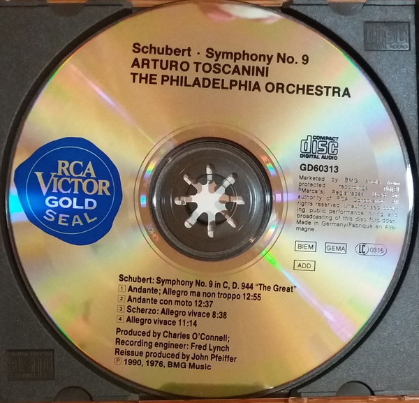 Franz Schubert , Arturo Toscanini , The Philadelphia Orchestra - Symphony No. 9 "The Great" | RCA Victor Gold Seal (GD60313) - 3