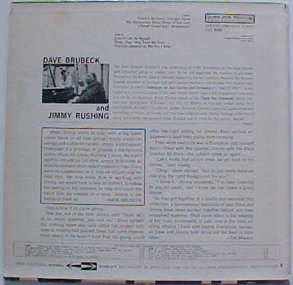 The Dave Brubeck Quartet Featuring Jimmy Rushing - Brubeck & Rushing | Columbia Special Products (CSY 8353) - 2 The Dave Brubeck Quartet Featuring Jimmy Rushing - Brubeck & Rushing | Columbia Special Products (CSY 8353) - 2