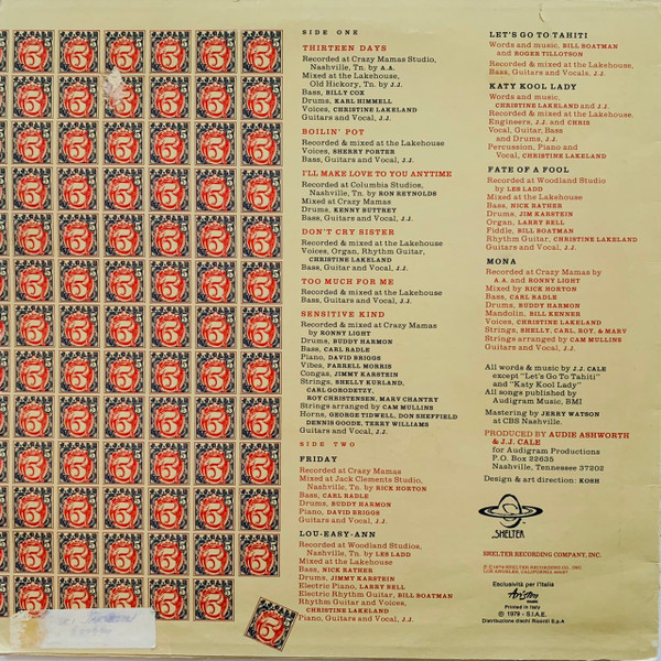 J.J. Cale - 5 | Shelter Records (SHL/18008) - 2 J.J. Cale - 5 | Shelter Records (SHL/18008) - 2