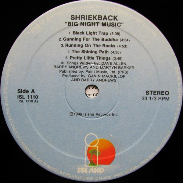 Shriekback - Big Night Music | Island Records (ISL 1110) - 3 Shriekback - Big Night Music | Island Records (ISL 1110) - 3