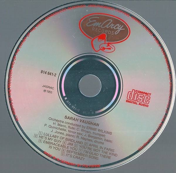 Sarah Vaughan - Sarah Vaughan | EmArcy (814 641-2) - 2 Sarah Vaughan - Sarah Vaughan | EmArcy (814 641-2) - 2