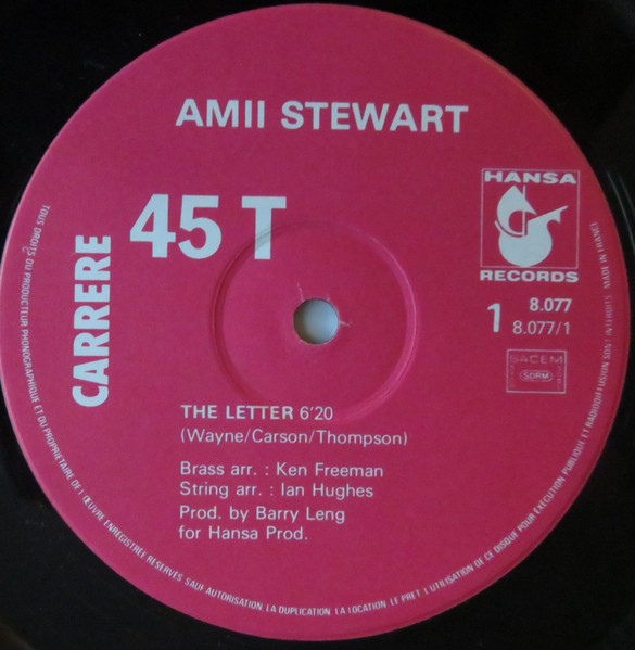 Amii Stewart - The Letter | Carrere (8.077) - 4