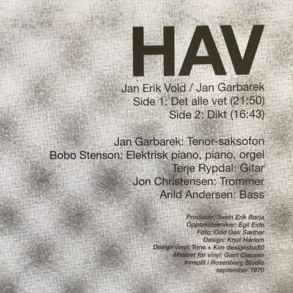 Jan Erik Vold / Jan Garbarek - Hav | Norske Albumklassikere (NALP083) - 3 Jan Erik Vold / Jan Garbarek - Hav | Norske Albumklassikere (NALP083) - 3