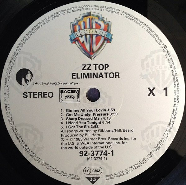 ZZ Top - Eliminator | Warner Bros. Records (92-3774-1) - 3 ZZ Top - Eliminator | Warner Bros. Records (92-3774-1) - 3