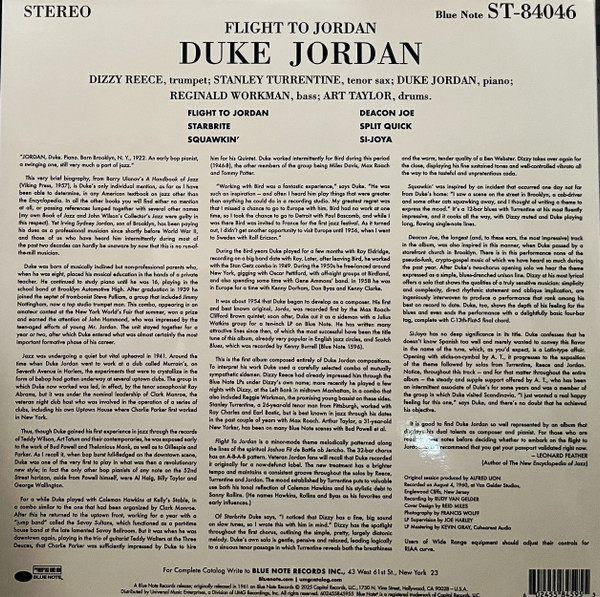 Duke Jordan - Flight To Jordan | Blue Note (ST-84046) - 2