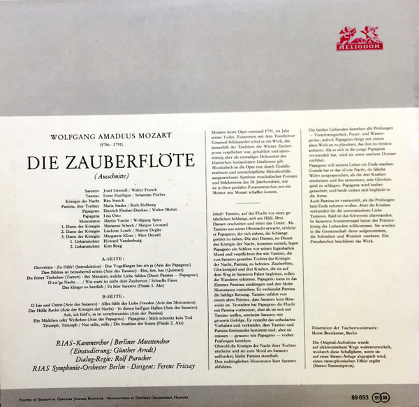 Wolfgang Amadeus Mozart - Lisa Otto ∙ Maria Stader ∙ Rita Streich ∙ Ernst Haefliger ∙ Dietrich Fischer-Dieskau ∙ Josef Greindl - Die Zauberflöte ・Ausschnitte | Heliodor (89 653) - 2 Wolfgang Amadeus Mozart - Lisa Otto ∙ Maria Stader ∙ Rita Streich ∙ Ernst Haefliger ∙ Dietrich Fischer-Dieskau ∙ Josef Greindl - Die Zauberflöte ・Ausschnitte | Heliodor (89 653) - 2