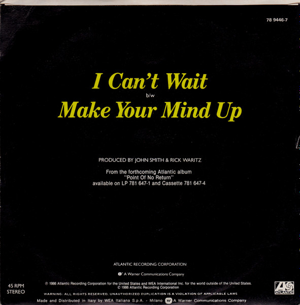 Nu Shooz - I Can't Wait | Atlantic (78 9446-7) - 2