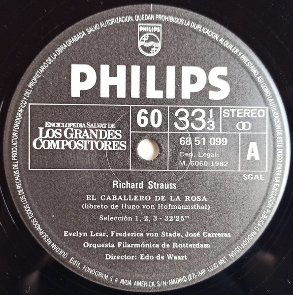 Richard Strauss - Edo de Waart , Rotterdams Philharmonisch Orkest - El Caballero De La Rosa (Selección) | Philips (68 51 099) - 3 Richard Strauss - Edo de Waart , Rotterdams Philharmonisch Orkest - El Caballero De La Rosa (Selección) | Philips (68 51 099) - 3