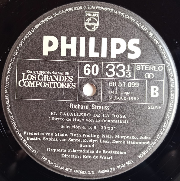 Richard Strauss - Edo de Waart , Rotterdams Philharmonisch Orkest - El Caballero De La Rosa (Selección) | Philips (68 51 099) - 4 Richard Strauss - Edo de Waart , Rotterdams Philharmonisch Orkest - El Caballero De La Rosa (Selección) | Philips (68 51 099) - 4