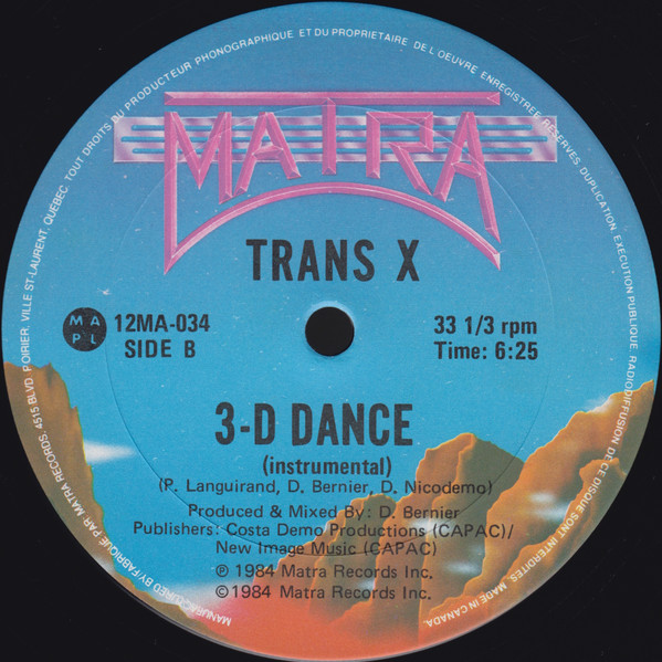 Trans-X - 3-D Dance (Remix) | Matra (12MA-034) - 4