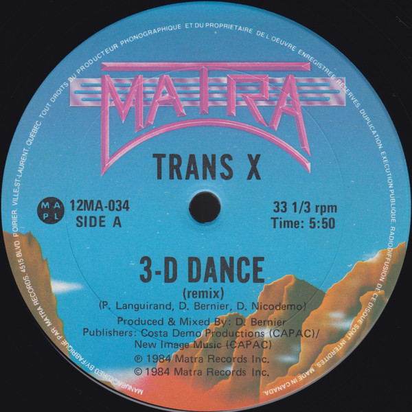 Trans-X - 3-D Dance (Remix) | Matra (12MA-034) - 3