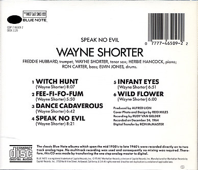 Wayne Shorter - Speak No Evil | Blue Note (CDP 7 46509 2) - 2