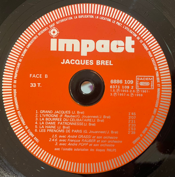 Jacques Brel - Jacques Brel | Impact (6886 109) - 4