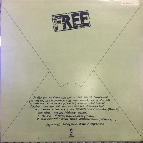 Free - Free Live | Island Records (85 535 ET) - 2