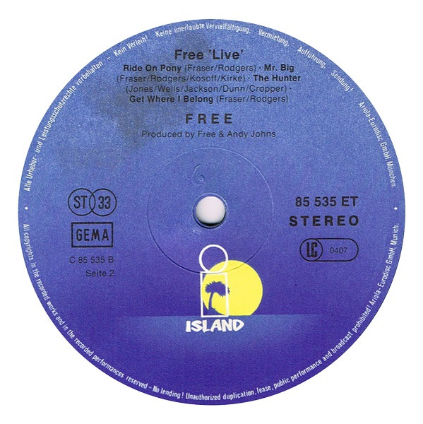 Free - Free Live | Island Records (85 535 ET) - 4