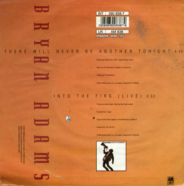 Bryan Adams - There Will Never Be Another Tonight | A&M Records (390 838-7) - 2 Bryan Adams - There Will Never Be Another Tonight | A&M Records (390 838-7) - 2
